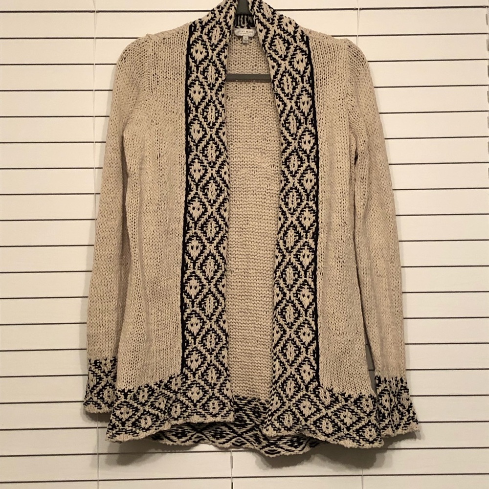 Lucky Brand tan and black cardigan sweater